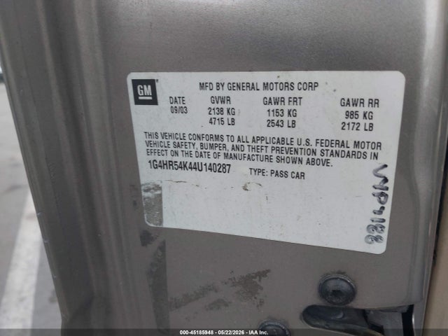 Продаж на аукціоні авто 2004 Buick Lesabre Limited, vin: 1G4HR54K44U140287, номер лоту: 45185948