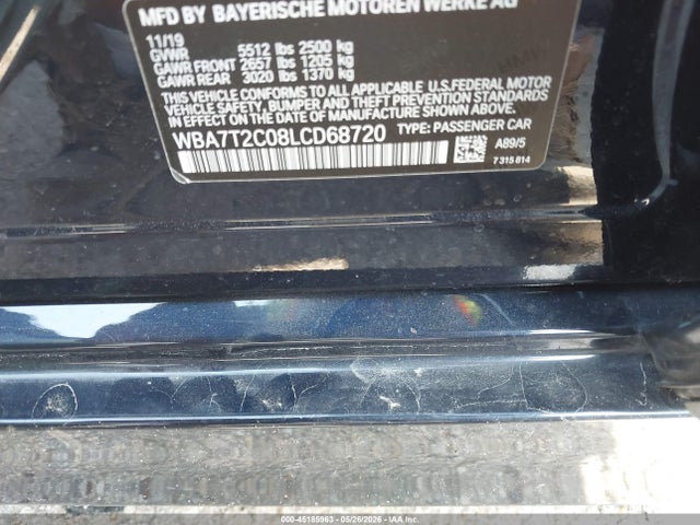 Aukcja sprzedaży 2020 Bmw 740i, vin: WBA7T2C08LCD68720, numer aukcji: 45185963
