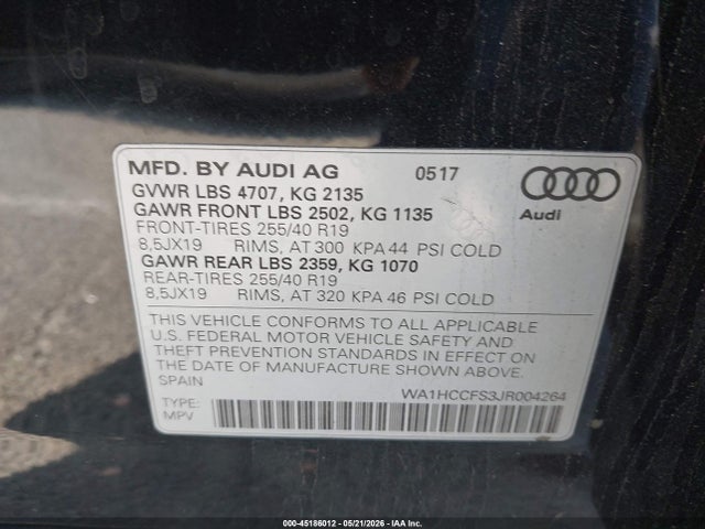WA1HCCFS3JR004264 Audi Q3 2.0t Premium/2.0t Sport Premium