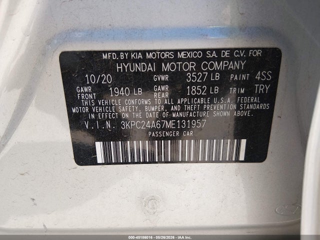 Hyundai ACCENT SE 2021 3KPC24A67ME131957 Image 9