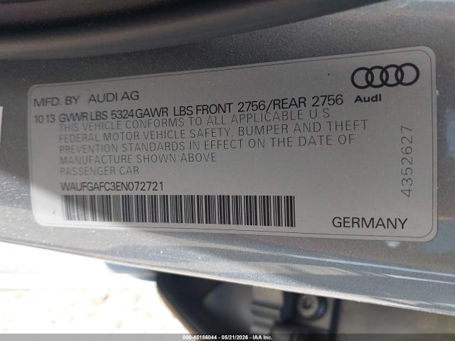 Aukcja sprzedaży 2014 Audi A6 3.0t Premium Plus, vin: WAUFGAFC3EN072721, numer aukcji: 45186044