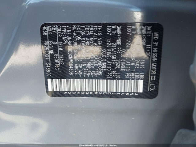 Aukcja sprzedaży 2021 Nissan Rogue Platinum Intelligent Awd, vin: JN8AT3DDXMW304308, numer aukcji: 45186050