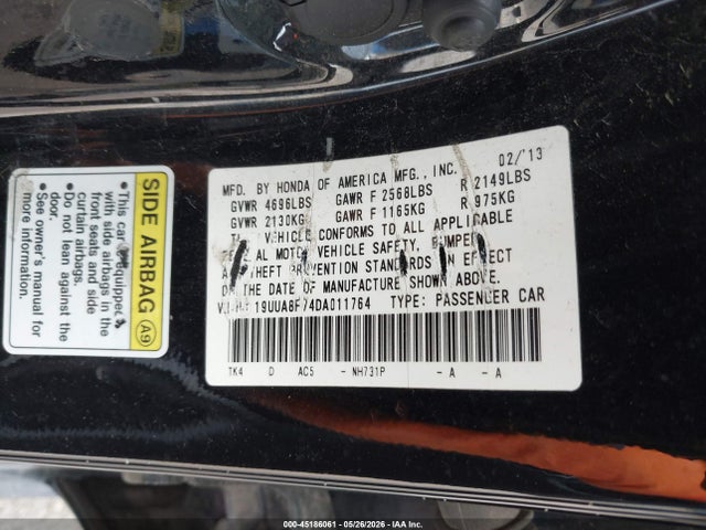 Продажа на аукционе авто 2013 Acura Tl 3.5, vin: 19UUA8F74DA011764, номер лота: 45186061