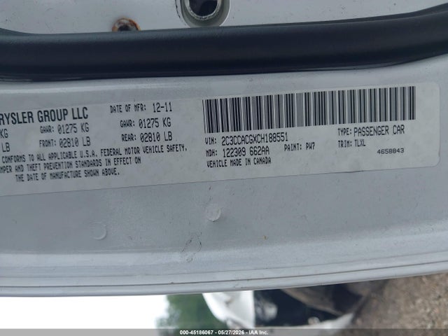Продаж на аукціоні авто 2012 Chrysler 300 Limited, vin: 2C3CCACGXCH188551, номер лоту: 45186067