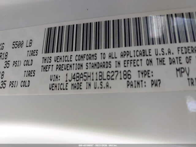 Aukcja sprzedaży 2011 Jeep Wrangler Unlimited Sahara, vin: 1J4BA5H11BL627186, numer aukcji: 45186087