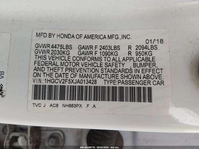 1HGCV2F5XJA013428 Honda Accord Ex-l 2.0t
