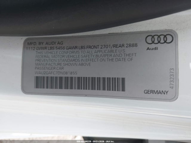 Продажа на аукционе авто 2013 Audi A7 3.0t Premium, vin: WAU2GAFC7DN081855, номер лота: 45186229