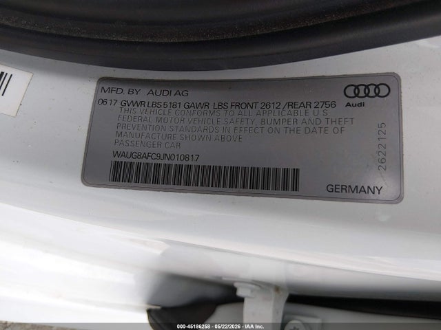 Aukcja sprzedaży 2018 Audi A6 Premium Plus, vin: WAUG8AFC9JN010817, numer aukcji: 45186258