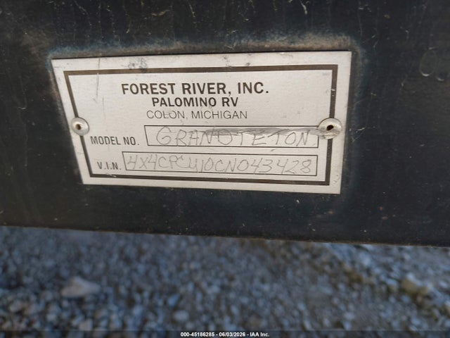 2012 Forest River Traverse Palomino Grand Teton Pop Up Camper მანქანა იყიდება აუქციონზე, vin: 4X4CPCU10CN043428, აუქციონის ნომერი: 45186285