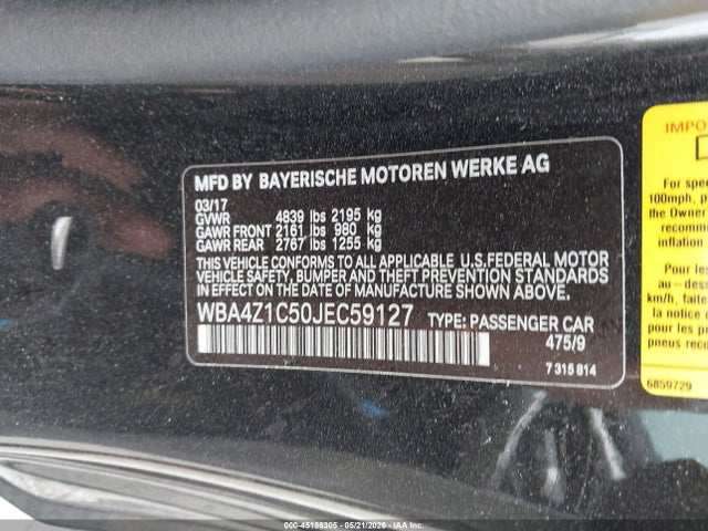 WBA4Z1C50JEC59127 BMW 430I