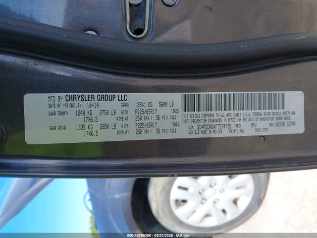 Продаж на аукціоні авто 2015 Dodge Journey Se, vin: 3C4PDDAG4FT574795, номер лоту: 45186350
