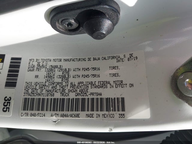 Продаж на аукціоні авто 2019 Toyota Tacoma Sr5 V6, vin: 3TMAZ5CN9KM110768, номер лоту: 45186363
