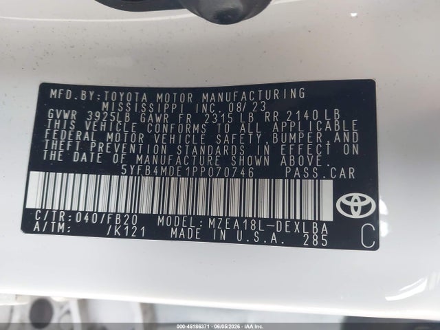 Toyota COROLLA LE 2023 5YFB4MDE1PP070746 Image 9