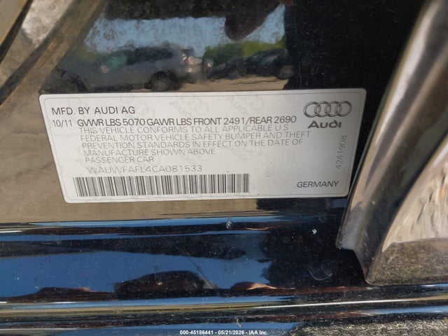 45186441 :رقم المزاد ، WAUWFAFL4CA081533 vin ، 2012 Audi A4 2.0t Premium مزاد بيع
