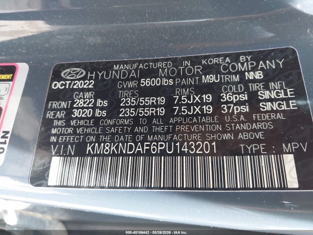 2023 Hyundai Ioniq 5 Sel მანქანა იყიდება აუქციონზე, vin: KM8KNDAF6PU143201, აუქციონის ნომერი: 45186442