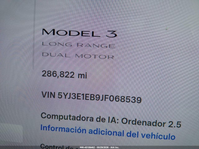 Продажа на аукционе авто 2018 Tesla Model 3 Long Range/performance, vin: 5YJ3E1EB9JF068539, номер лота: 45186462