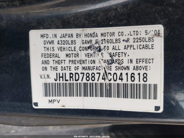 Продаж на аукціоні авто 2004 Honda Cr-v Ex, vin: JHLRD78874C041618, номер лоту: 45186476