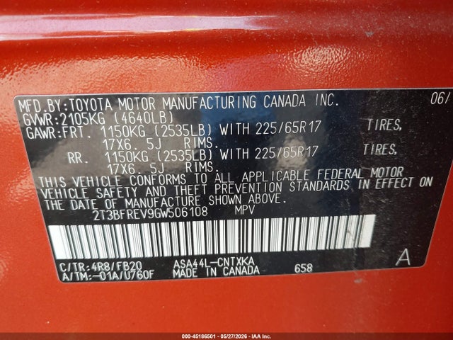 Toyota RAV4 LE 2016 2T3BFREV9GW506108 Image 9