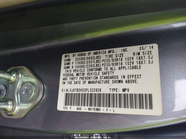 2015 Acura Rdx მანქანა იყიდება აუქციონზე, vin: 5J8TB3H35FL002908, აუქციონის ნომერი: 45186551