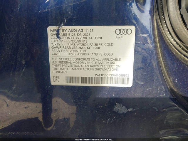 WA1DECF3XN1055573 Audi Q3 Premium 45 Tfsi S Line Quattro Tiptronic