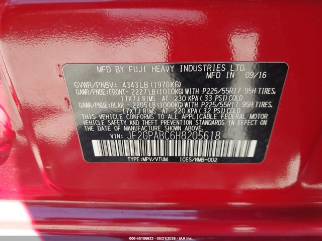 Продажа на аукционе авто 2017 Subaru Crosstrek 2.0i Premium, vin: JF2GPABC6H8205618, номер лота: 45186622