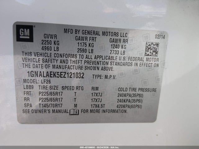 Chevrolet EQUINOX LS 2014 1GNALAEK5EZ121032 Image 9