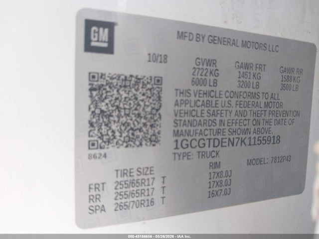1GCGTDEN7K1155918 Chevrolet Colorado Z71