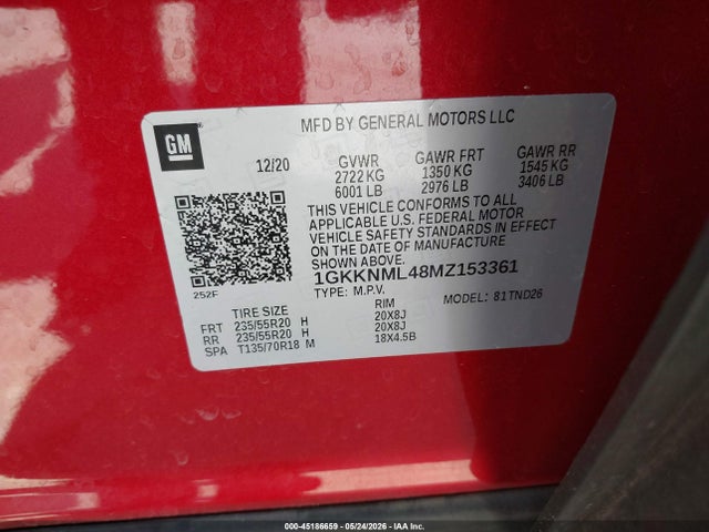 1GKKNML48MZ153361 GMC Acadia Fwd Slt