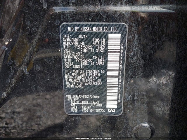 JN8AZ2NE7K9229949 Infiniti QX80 LUXE