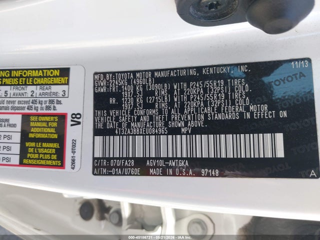 Продаж на аукціоні авто 2014 Toyota Venza Le, vin: 4T3ZA3BBXEU084965, номер лоту: 45186721
