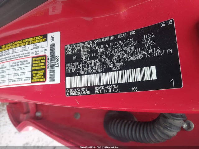 Продаж на аукціоні авто 2010 Toyota Tundra Grade 5.7l V8, vin: 5TFUY5F15AX099673, номер лоту: 45186738