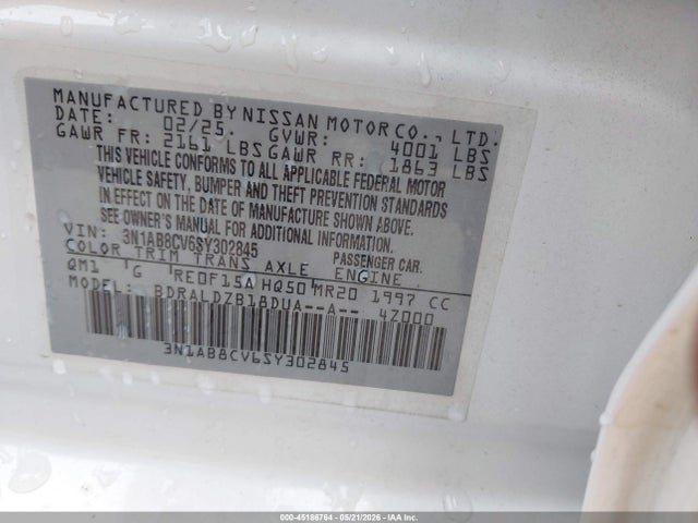 45186764 :رقم المزاد ، 3N1AB8CV6SY302845 vin ، 2025 Nissan Sentra Sv مزاد بيع