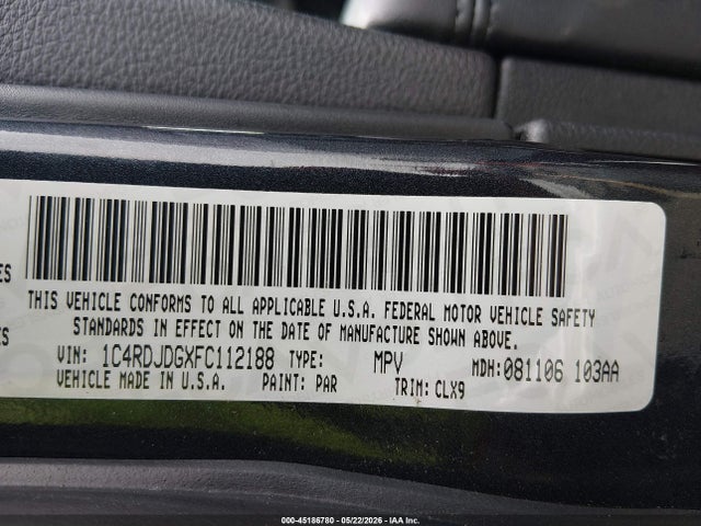 Aukcja sprzedaży 2015 Dodge Durango Limited, vin: 1C4RDJDGXFC112188, numer aukcji: 45186780