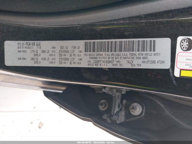 Продаж на аукціоні авто 2019 Ram 1500 Big Horn/lone Star  4x4 5'7 Box, vin: 1C6SRFFT4KN630457, номер лоту: 45186797