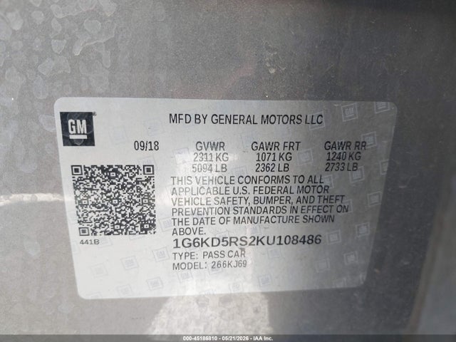Aukcja sprzedaży 2019 Cadillac Ct6 Premium Luxury, vin: 1G6KD5RS2KU108486, numer aukcji: 45186810