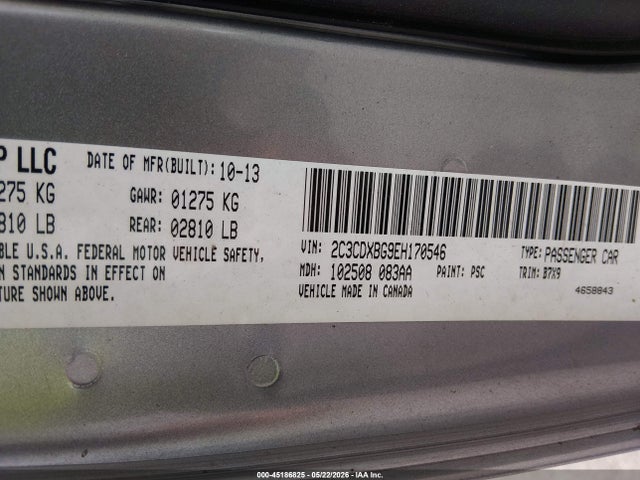 Aukcja sprzedaży 2014 Dodge Charger Se, vin: 2C3CDXBG9EH170546, numer aukcji: 45186825