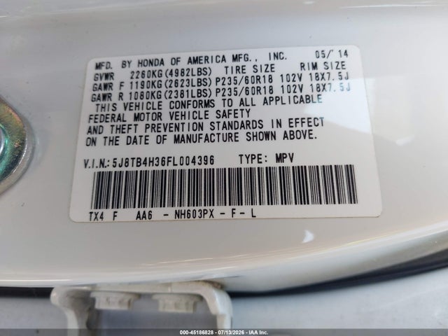 Aukcja sprzedaży 2015 Acura Rdx, vin: 5J8TB4H36FL004396, numer aukcji: 45186828