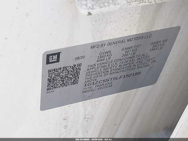 Продажа на аукционе авто 2020 Chevrolet Malibu Fwd 1fl, vin: 1G1ZC5ST5LF152188, номер лота: 45186845
