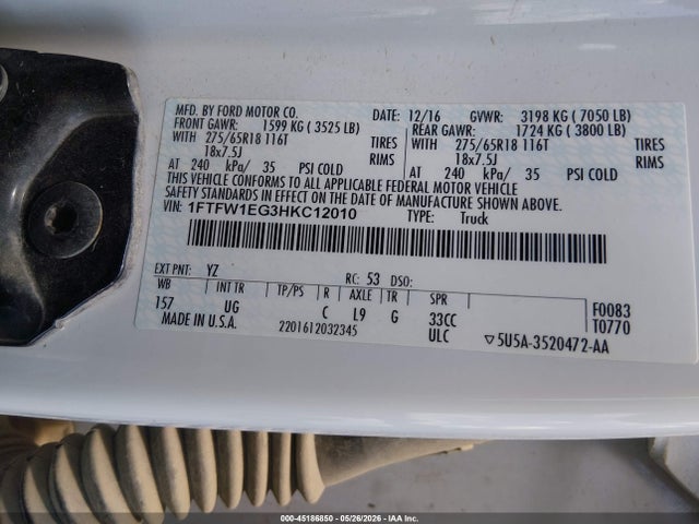 Ford F-150 Xlt 2017 1FTFW1EG3HKC12010 Image 9