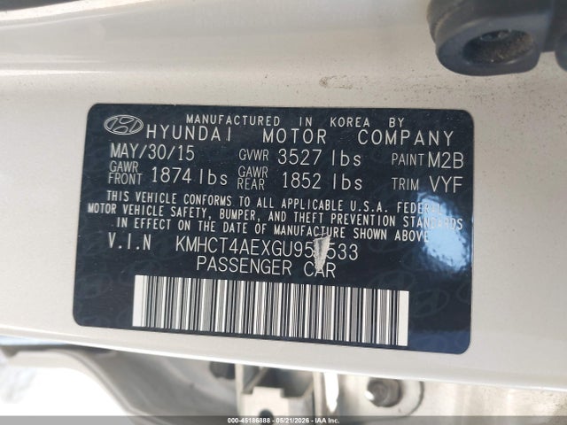 Hyundai ACCENT SE 2016 KMHCT4AEXGU950533 Image 9
