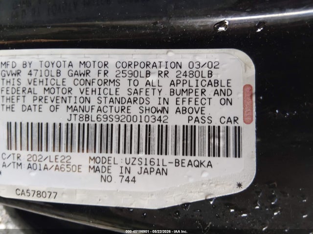 Продажа на аукционе авто 2002 Lexus Gs 430, vin: JT8BL69S920010342, номер лота: 45186901