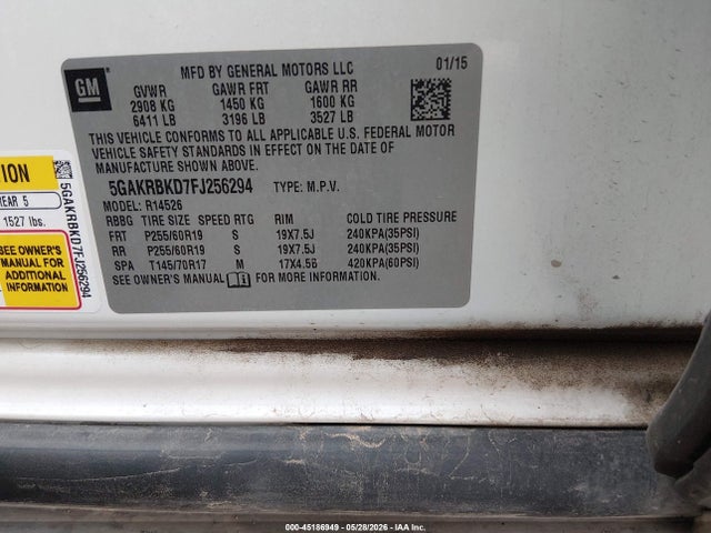 Продаж на аукціоні авто 2015 Buick Enclave Leather, vin: 5GAKRBKD7FJ256294, номер лоту: 45186949