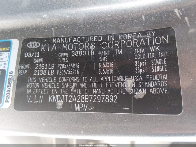 Продажа на аукционе авто 2011 Kia Soul +, vin: KNDJT2A28B7297892, номер лота: 45186960