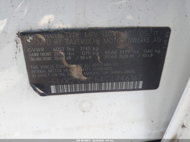 45186972 :رقم المزاد ، 5UXZV4C54CL746167 vin ، 2012 Bmw X5 Xdrive35i/xdrive35i Premium/xdrive35i Sport Activity مزاد بيع