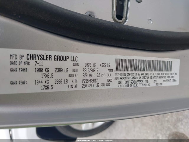 2011 Jeep Patriot Sport მანქანა იყიდება აუქციონზე, vin: 1J4NF1GBXBD279528, აუქციონის ნომერი: 45186997