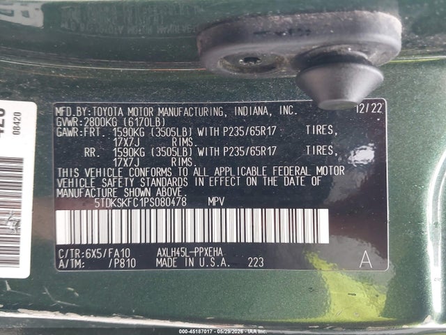 Toyota SIENNA LE 2023 5TDKSKFC1PS080478 Image 9