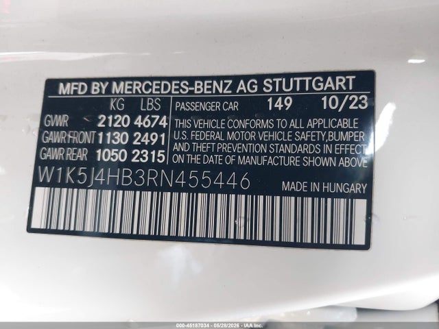 W1K5J4HB3RN455446 Mercedes-Benz Cla 250 Coupe 4matic