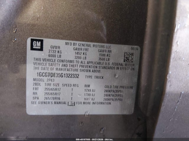 1GCGTDE35G1322332 Chevrolet Colorado Z71