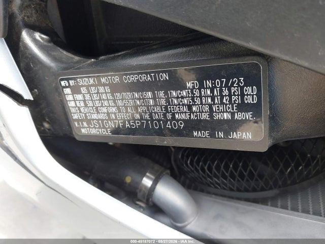 Продажа на аукционе авто 2023 Suzuki Gsx-r600, vin: JS1GN7FA5P7101409, номер лота: 45187072