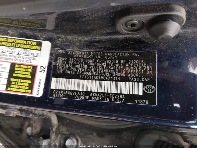4T1G11AK4MU471144 Toyota CAMRY SE